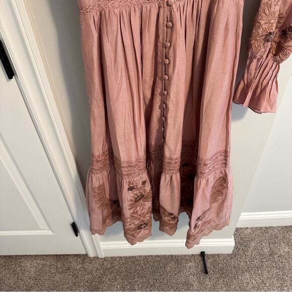 NWT SEA New York Mauve Pink Floral Embroidered Button Front Maxi Dress XS - Picture 10 of 15